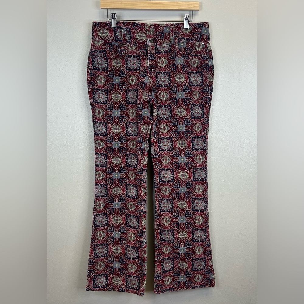 Tommy Hilfiger 11 Vintage Y2K Corduroy Multicolor Patterned Flare Pants Paisley - Picture 5 of 15